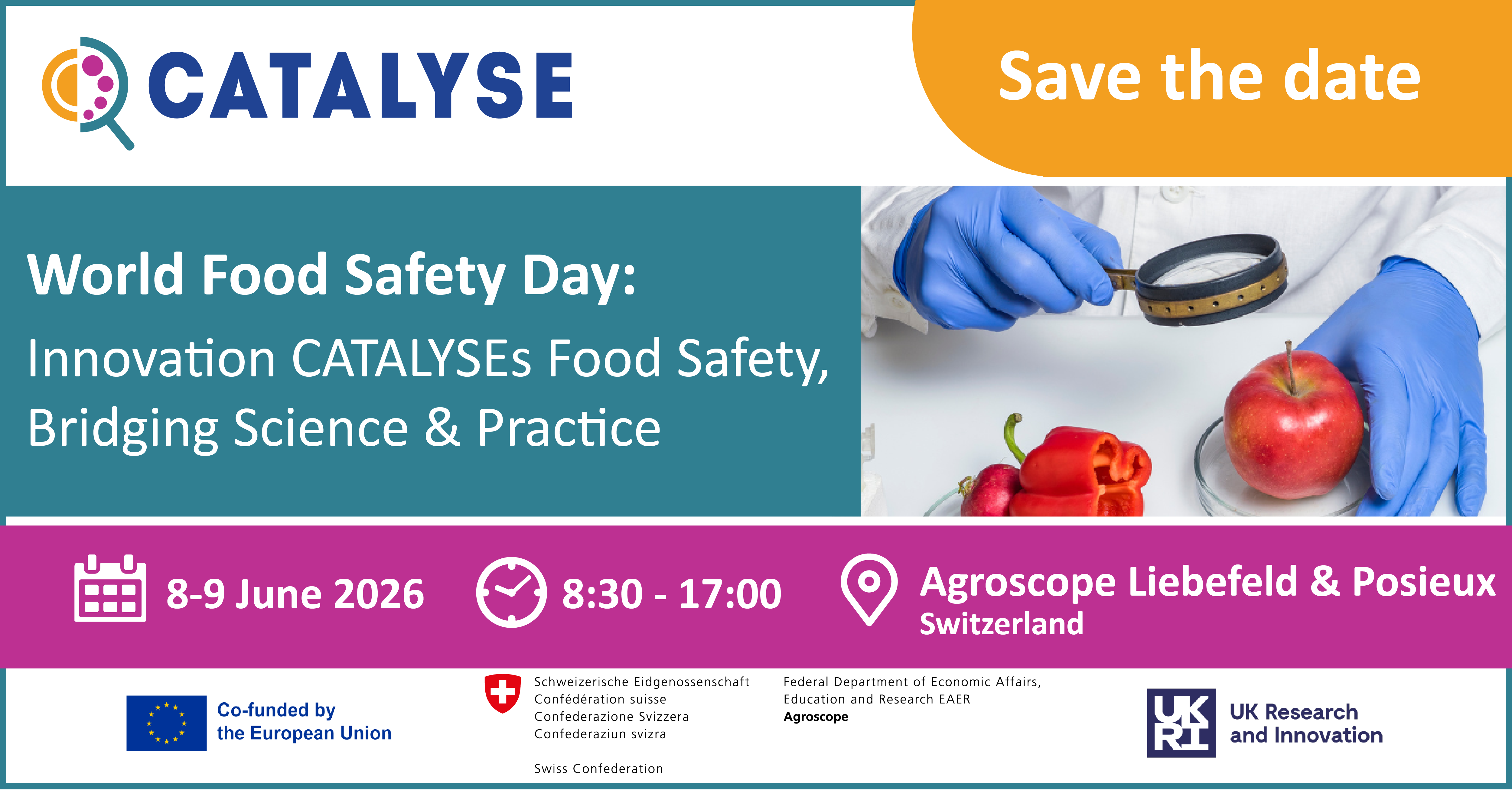 SAVE THE DATE: Innovation CATALYSEs Food Safety – Bridging Science and Practice